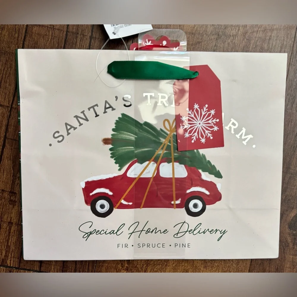 Christmas bags bows box paper NEW NWT Approx 4 lbs Santa candy cane tree